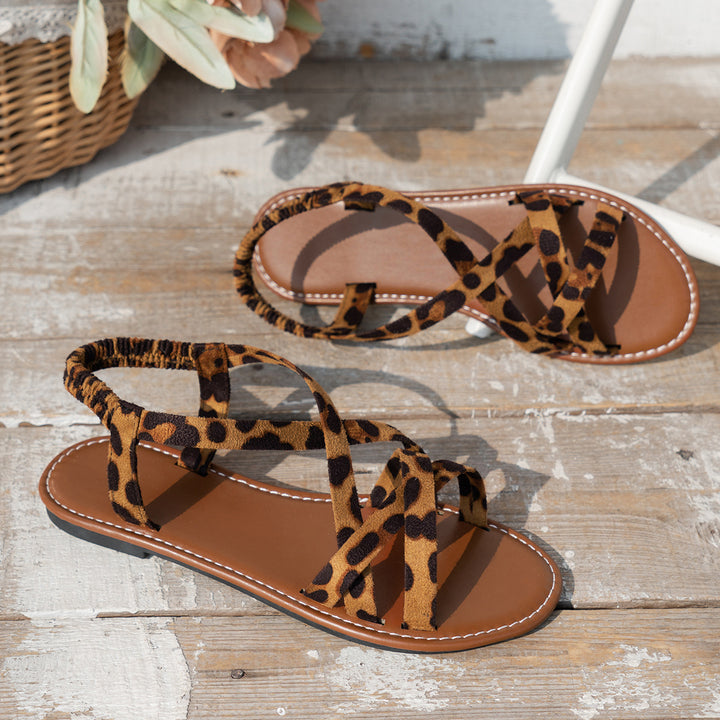 Dame Riemchen-sandaler med modiskt leopardmønster og behagelig sål Stilla
