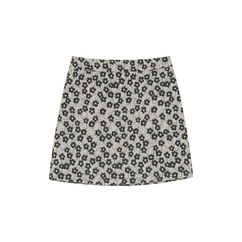 Dame Elegant Mini nederdel med blomstret design og høj talje Stilla