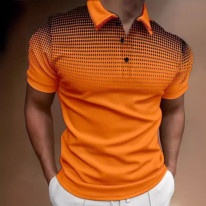 Herrer Poloshirt med moderne prikmønster og åndbar teknologi Stilla