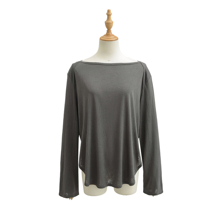 Damer afslappet oversized longsleeve T-shirt med rundet kant og blødt bærekomfort Stilla
