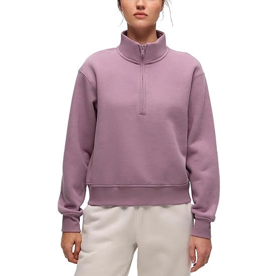 Dame sporty fleece pullover med ståkrave Stilla