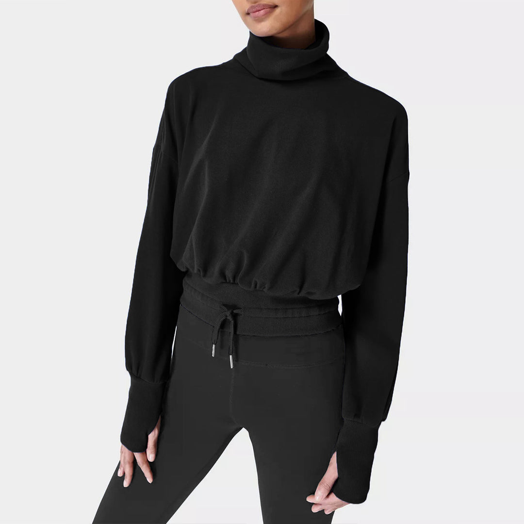 Damer afslappet sweatshirt med høj krave og elastisk bund Stilla