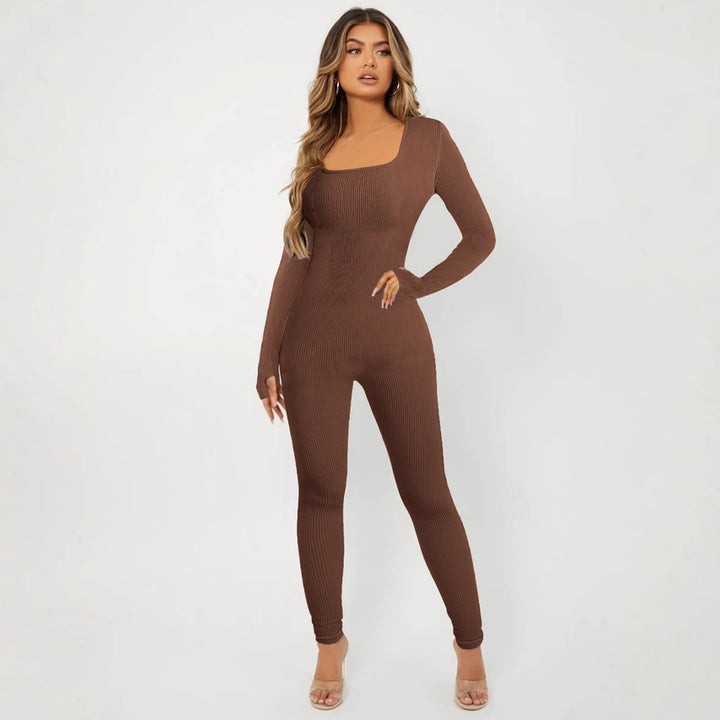 Dame jumpsuit med lange ærmer og struktureret design Stilla