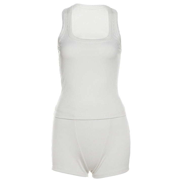 Dame Sporty Loungewear-sæt med ærmeløs top og shorts Skovae