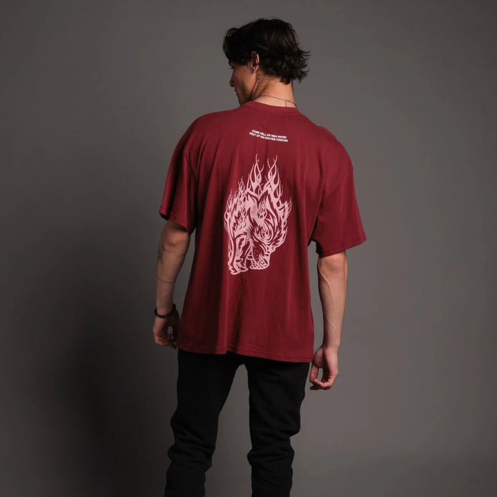 Herrer Grafik T-shirt med iøjnefaldende ulvedesign og løs pasform Stilla