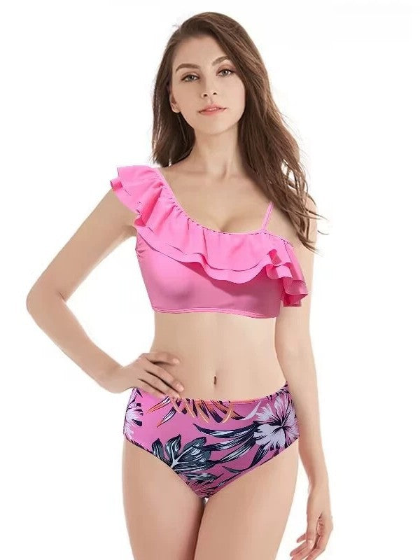 Dame Rüschentropfenprint Høj Talje Bikini Sæt Stilla
