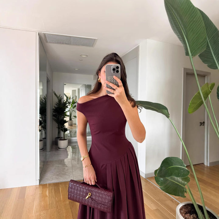 Damer Off-Shoulder Plisseret Aftenkjole Stilla