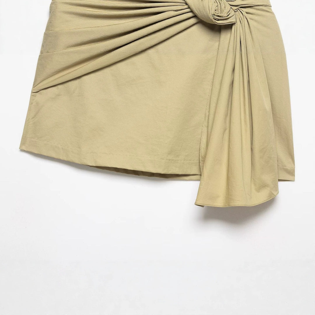 Dame wrap skirt med asymmetrisk design og dekorative draperinger Skovae