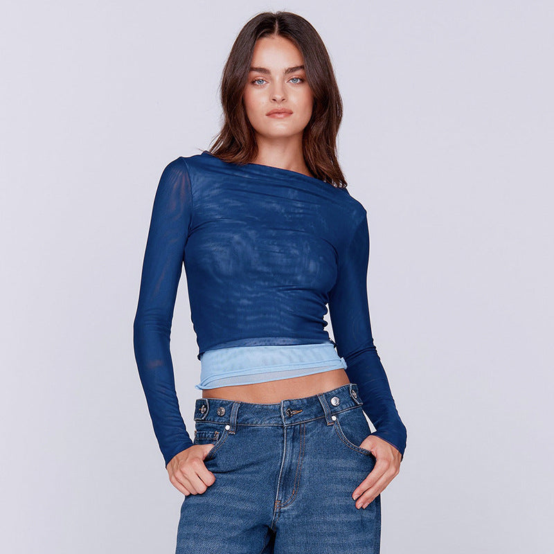Damer figursyet Crop-Top med raffineret lagdeling og lange ærmer Stilla