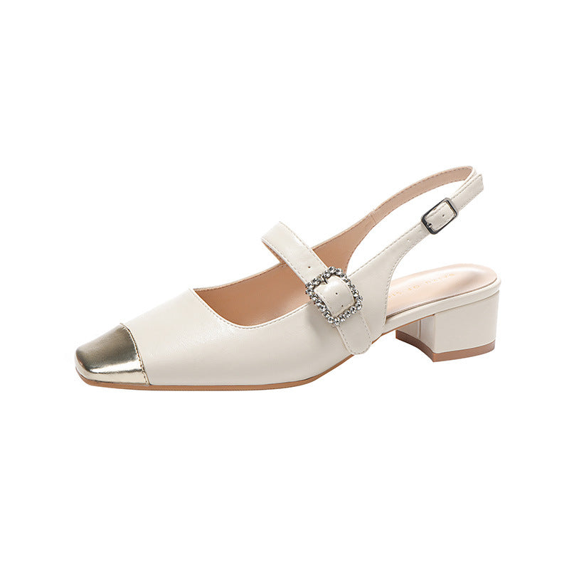 Dame elegante Slingback blokhæle sko med metallic tå Stilla
