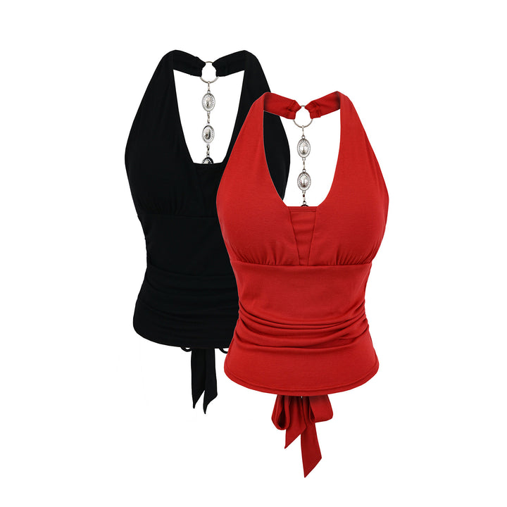 Dame Sporty Tankini-top med mode rygdetalje og elegant halterdesign Stilla