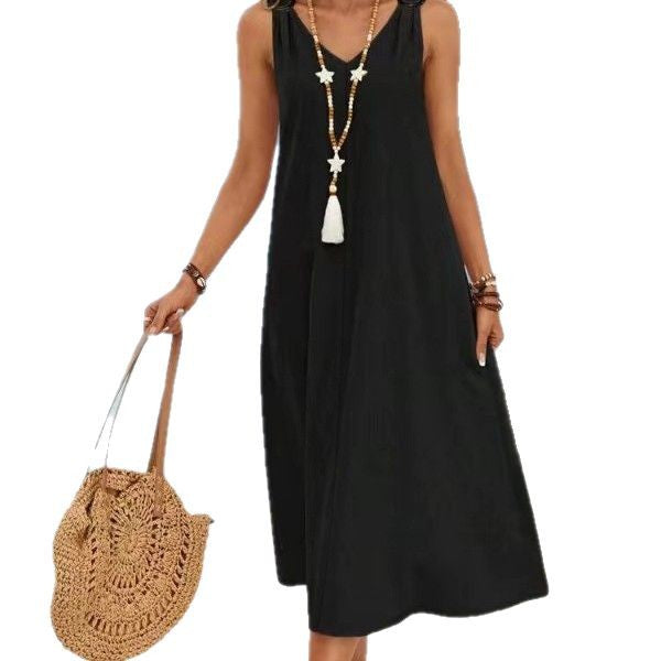 Femme Flowing A-line Maxi Kjole med justerbare stropper Stilla