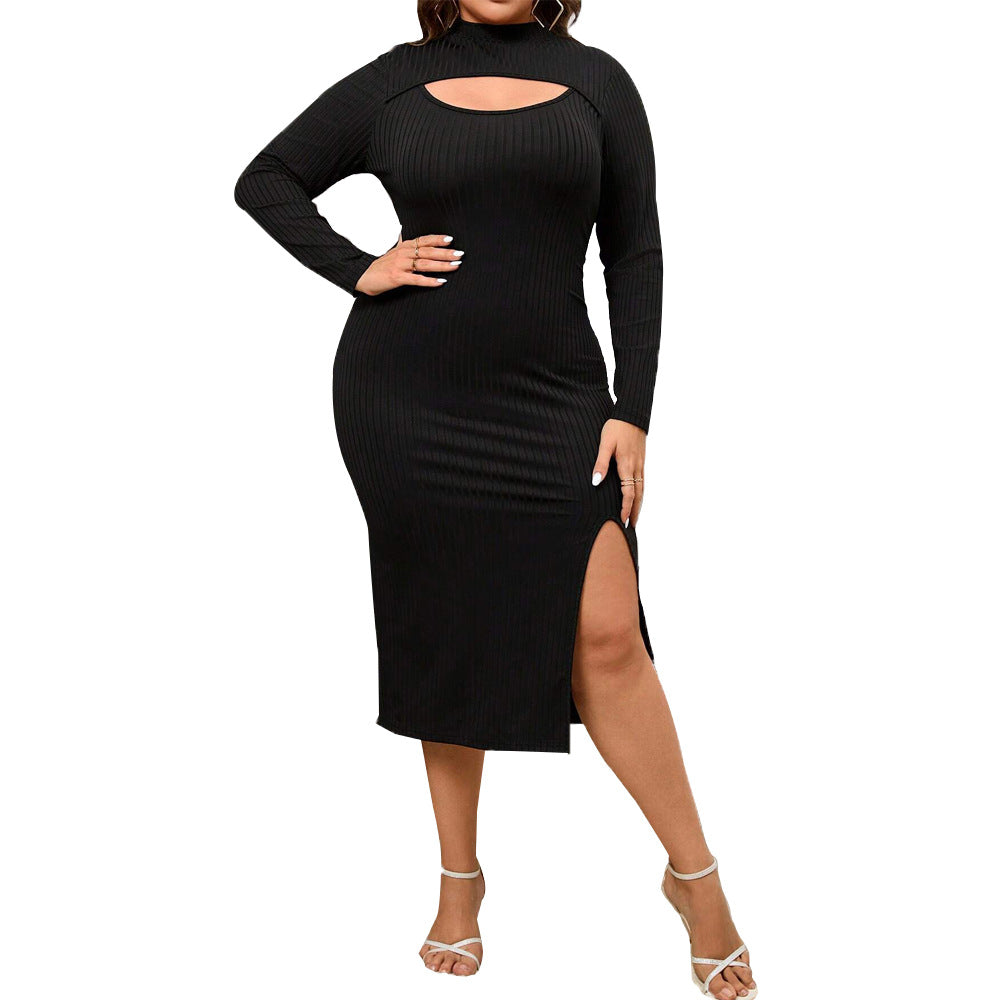 Dame figursyet Midi-kjole med asymmetrisk cut-out og ribstruktur Stilla
