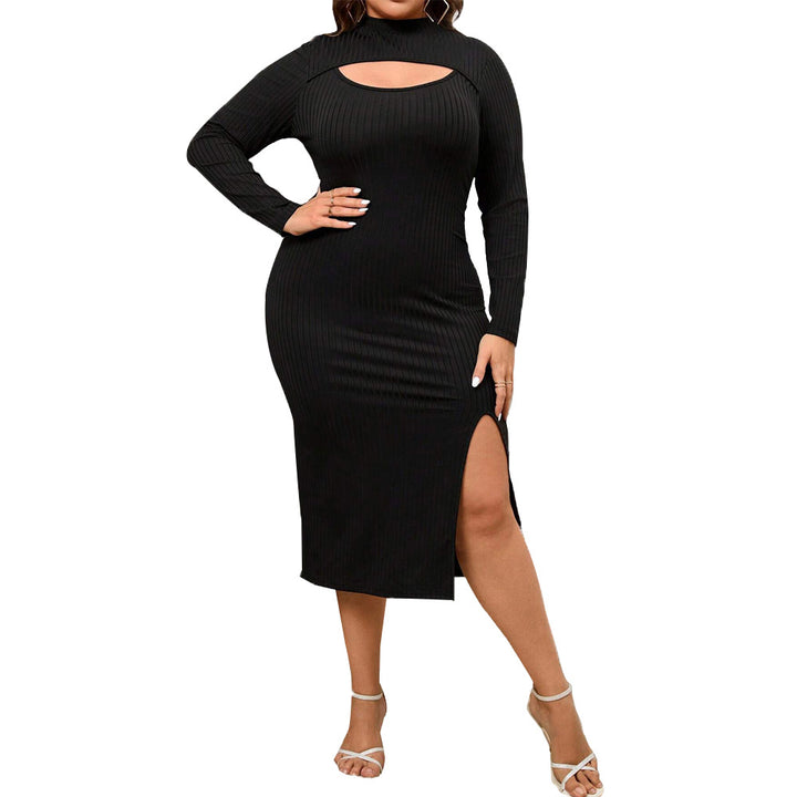 Dame figursyet Midi-kjole med asymmetrisk cut-out og ribstruktur Stilla