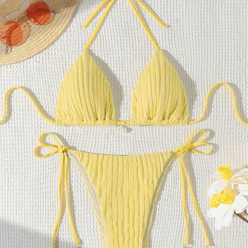 Damer Triangle-bikini med struktureret design og justerbare stropper Skovae