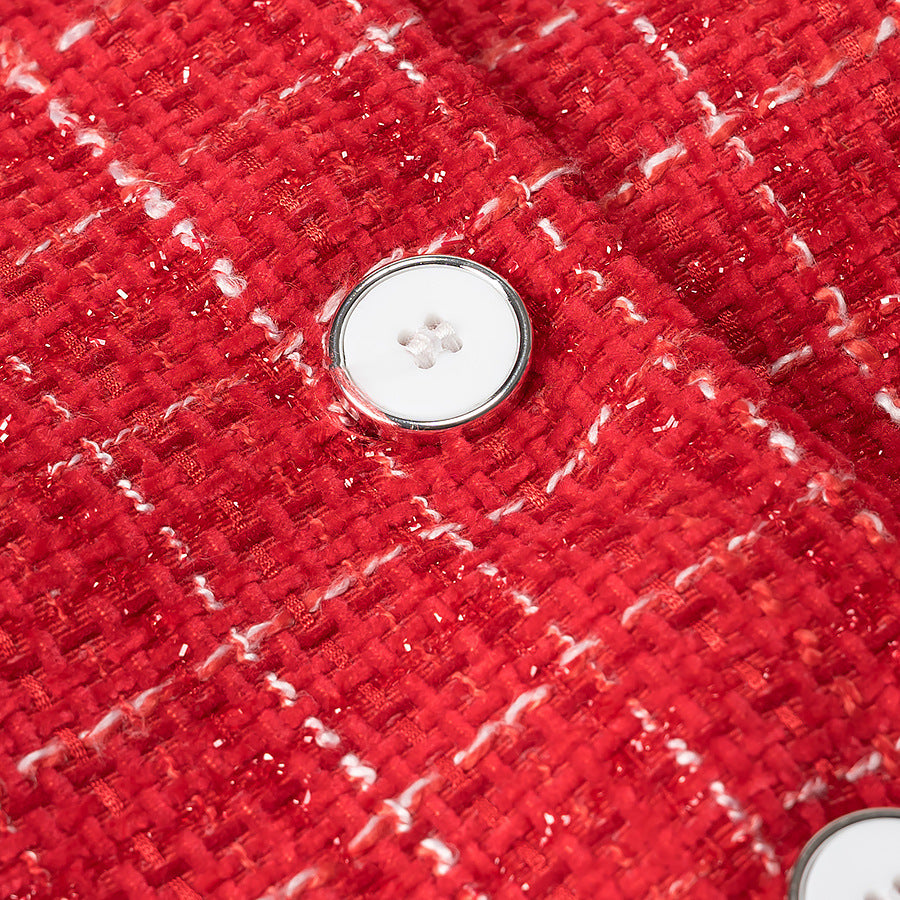 Kvinder Boucle Jakke med Åbne Lommer og Knap Detalje Stilla