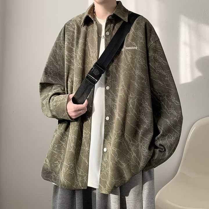 Dame afslappet Overshirt-jakke med struktureret mønster og trykknaplukning Stilla