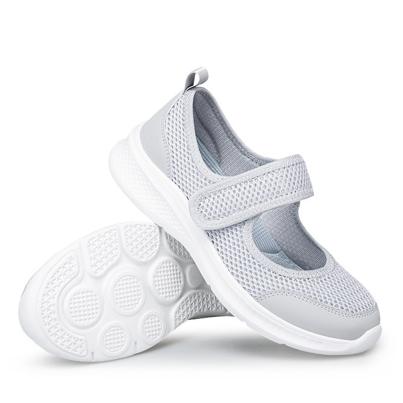 Dame nan Velcro-Sko med Ballerina-stil med åndbart mesh-overside og fleksibel let sål Skovae