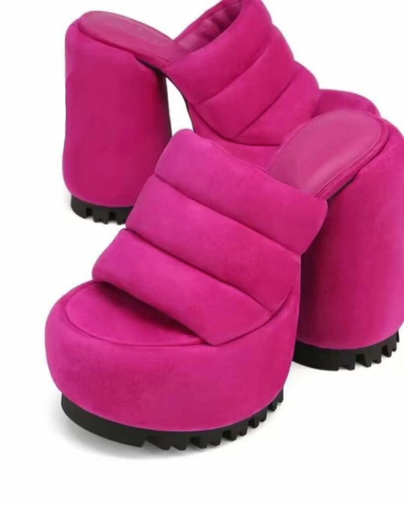 Femme Chunky Platform Slide Sandaler med polstrede remme Stilla