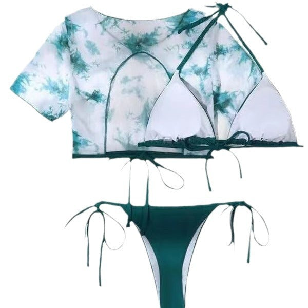Dame Bikini-sæt med moderigtigt crop-top og højt skåret trusse Skovae
