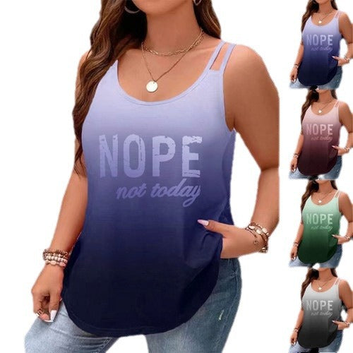 Dame afslappet tanktop med moderne ombre-effekt og sjovt statement Stilla