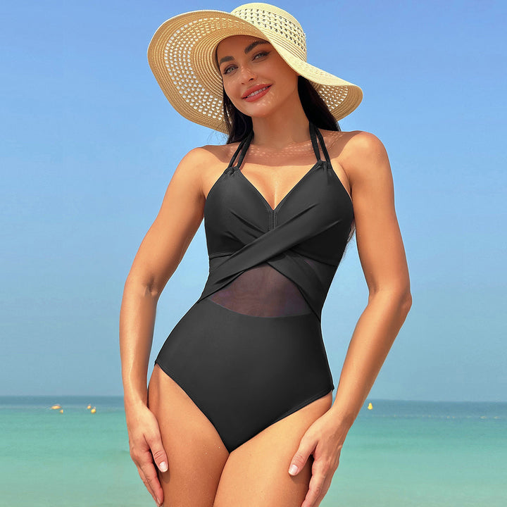 Dame Onepiece Badedragt med stilige Mesh-elementer Skovae