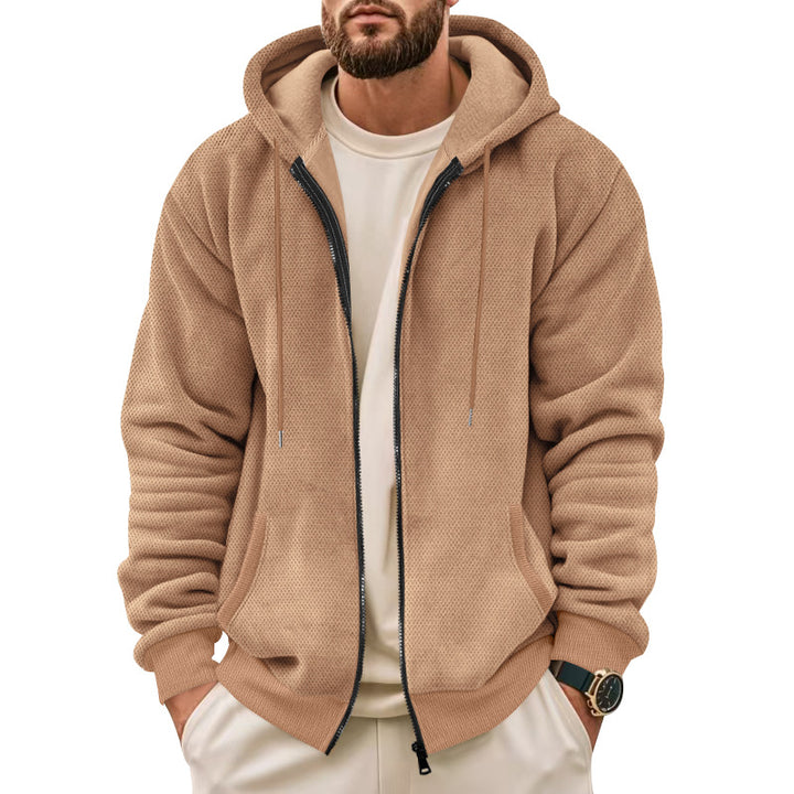 Herren fleece-hoodie med praktisk lynlås og åndbar struktur Stilla