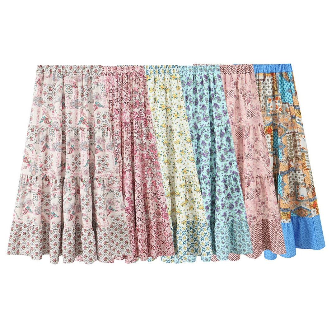 Dame maxikjole med legende patchwork mønster og voluminøs silhuet Skovae