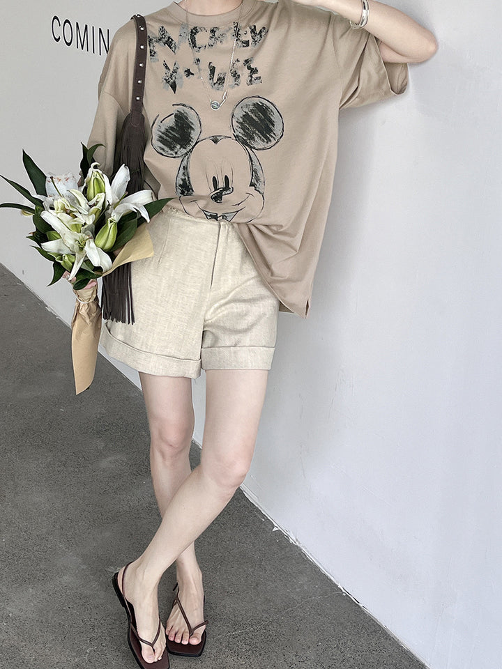 Dame T-shirt med unikt Mickey Mouse tryk og afslappet snit Stilla
