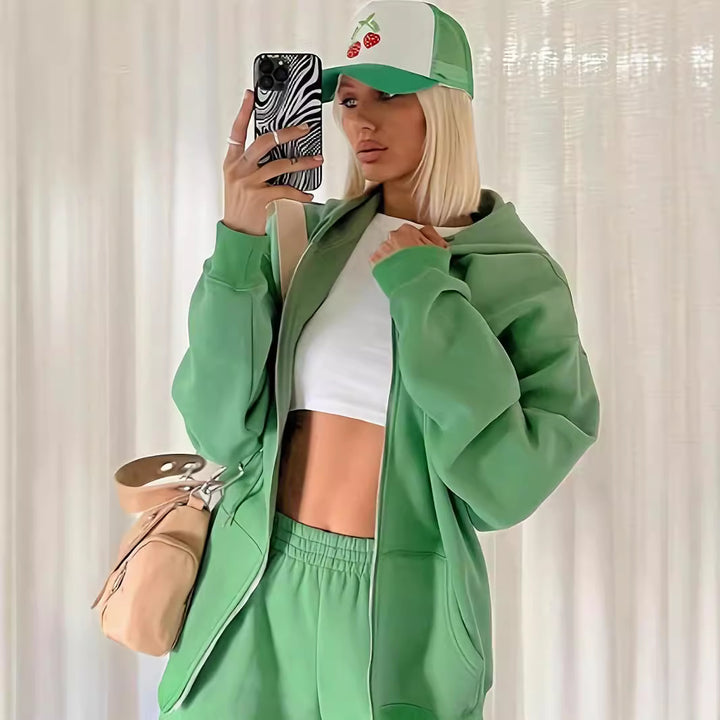 Dame Sporty Hoodie og Bukser Sæt Stiila