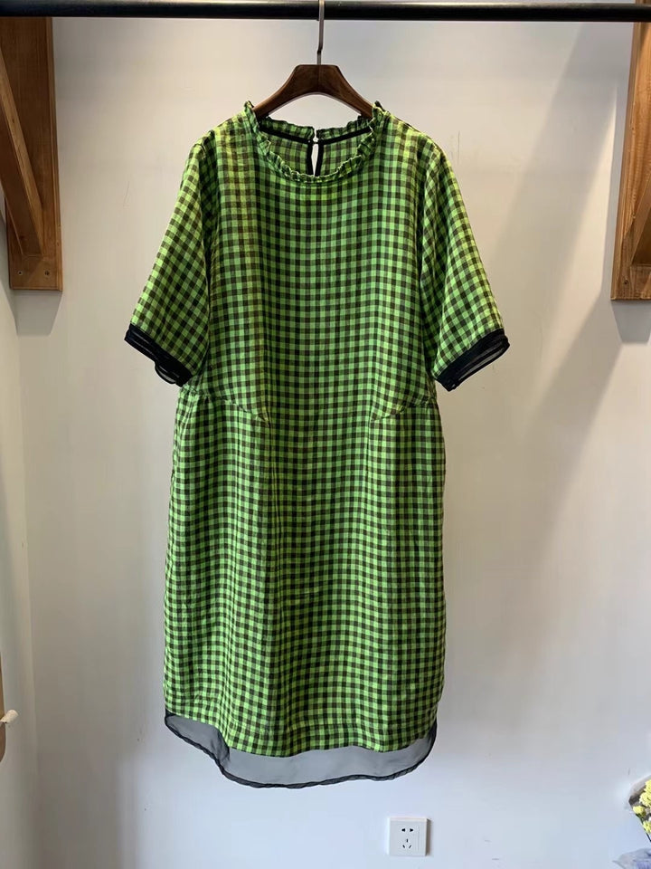 Dame Casual Gingham Check Tunika Kjole Stilla