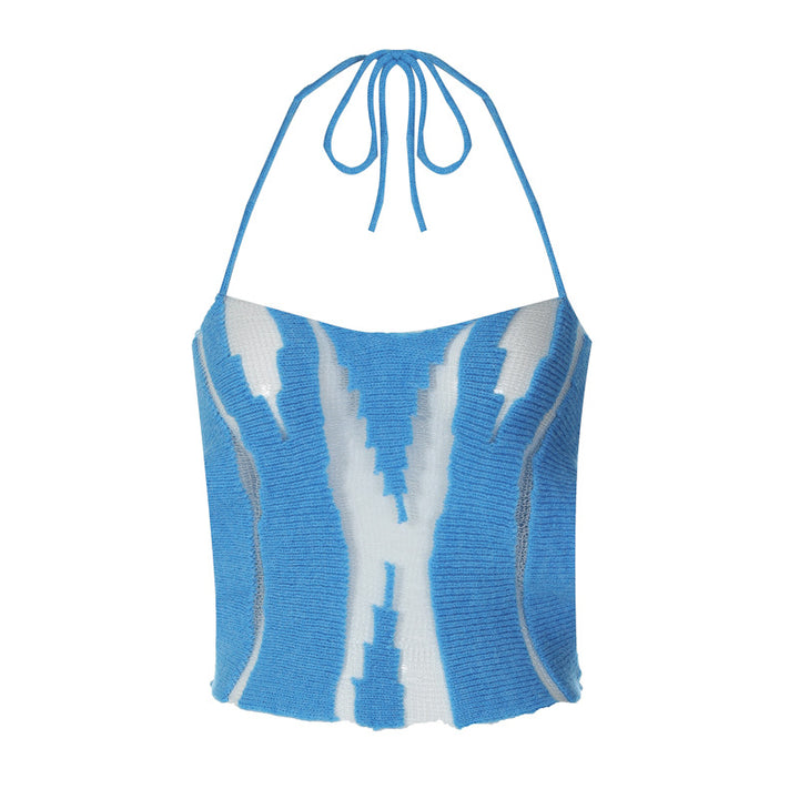 Dame Kroppsnær Crop-Top med kreativt mønster og rynker Stilla