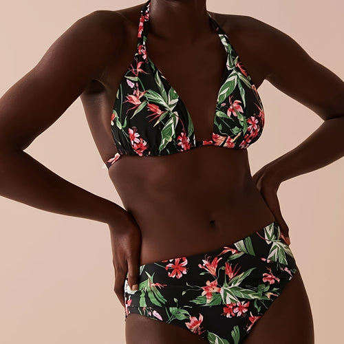 Dame Farverig mønstrede trekant-bikini Skovae