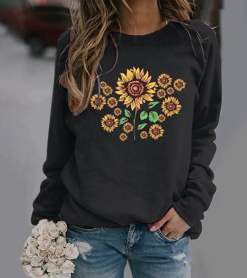 Kvinders sweatshirt med florale solsikke motiver og behagelig pasform Stilla