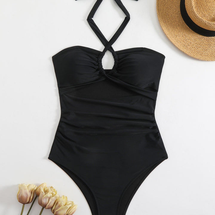 Dame One-piece badedragt med elegante ruffles og innovativ halterneck Skovae