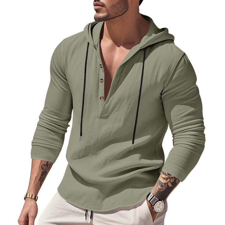 Herrer afslappet hoodie med knapdetalje og tætsiddende snit Stilla