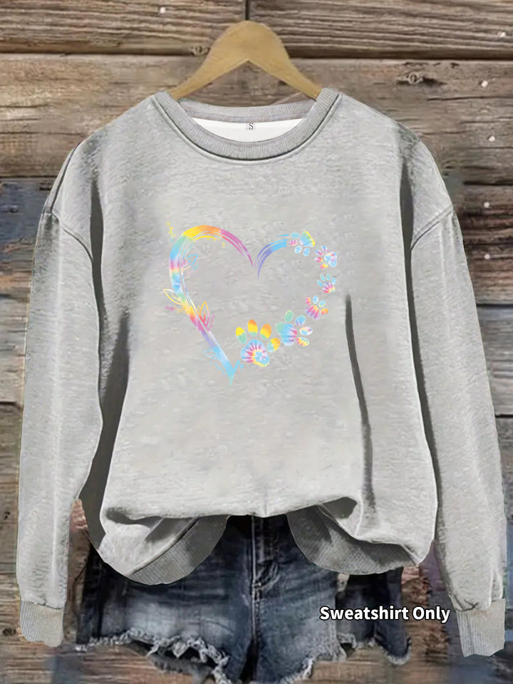 Kvinders sweatshirts med blomsterhjerte design og behagelig pasform Stilla