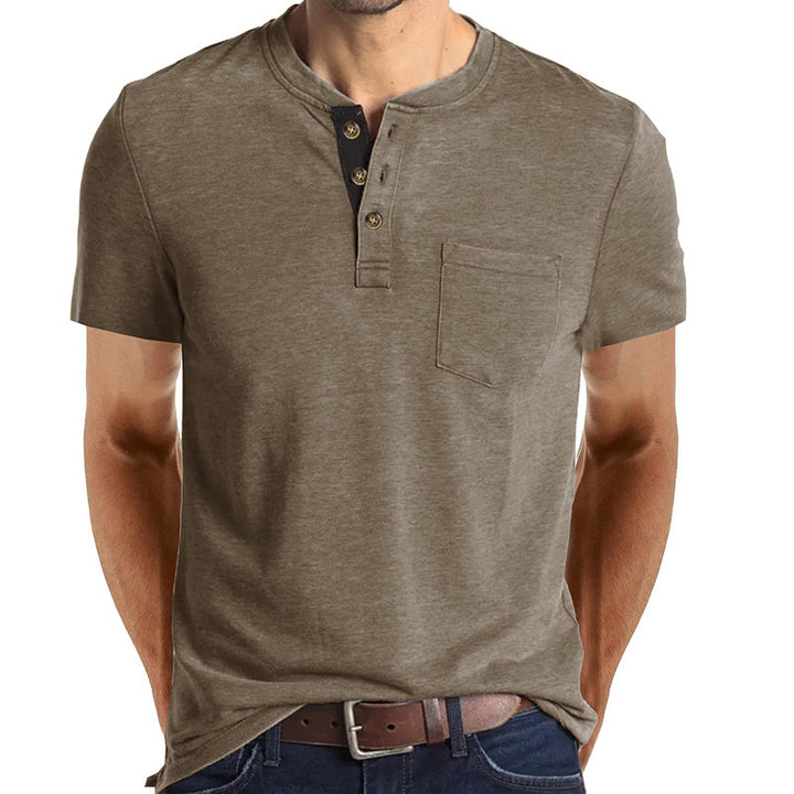 Herre kortærmet Henley-shirt med lomme-detalje Stilla