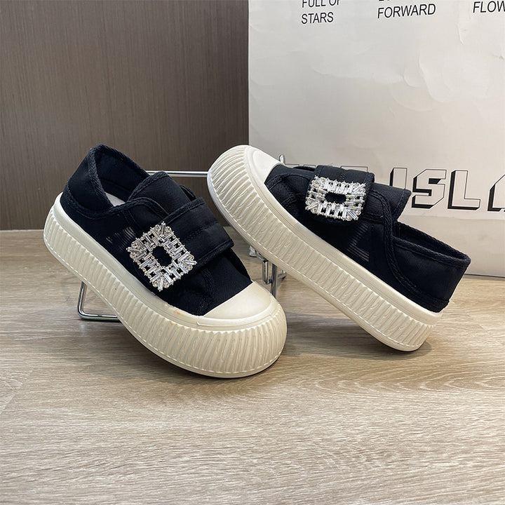 Dame Sneakers med moderne design og strassbesat velcro Stilla