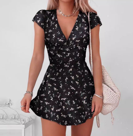 Dame Floral Wrap Mini Kjole Stilla