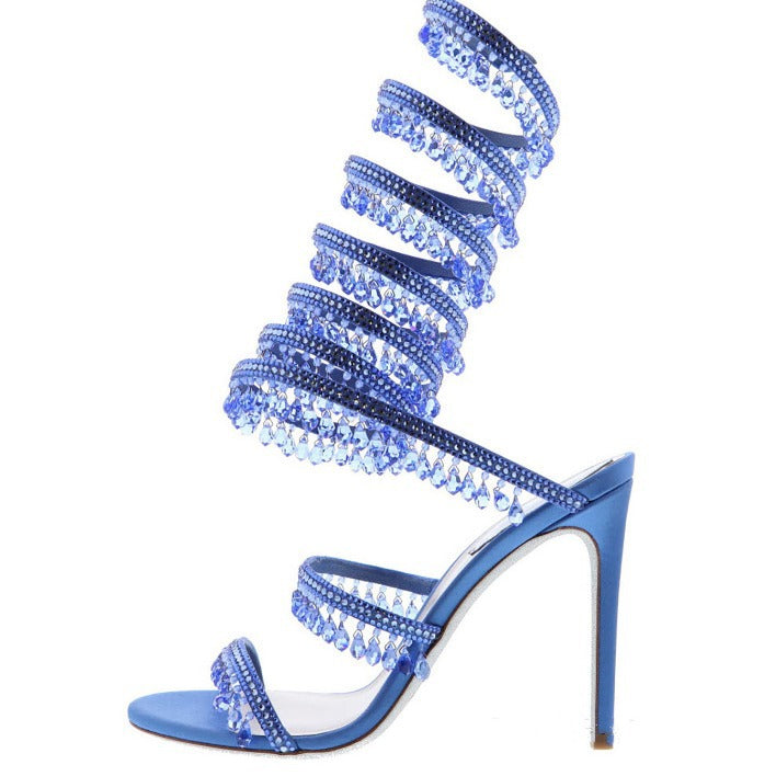 Femme Strappy Strass-besatte Stiletto-hæle sandaler Stilla