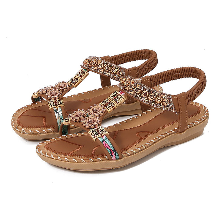 Dame sandaler med elegante perle- og strassdekorationer Stilla