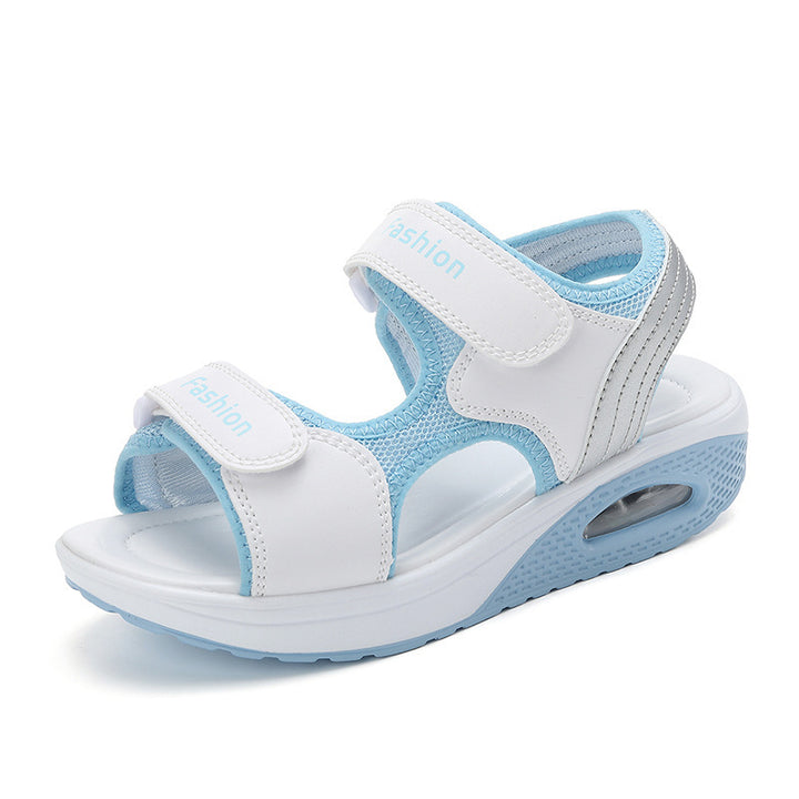 Dame nan ergonomisk sandal med luftpude-plateau, velcro-lukninger og polstret fodseng Skovae