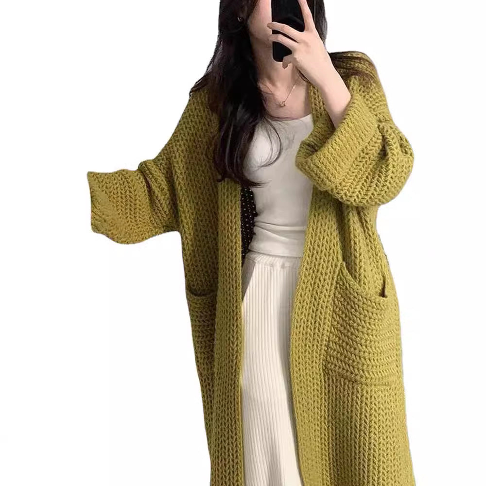 Femme Chunky Strik Åben Front-Cardigan Stilla