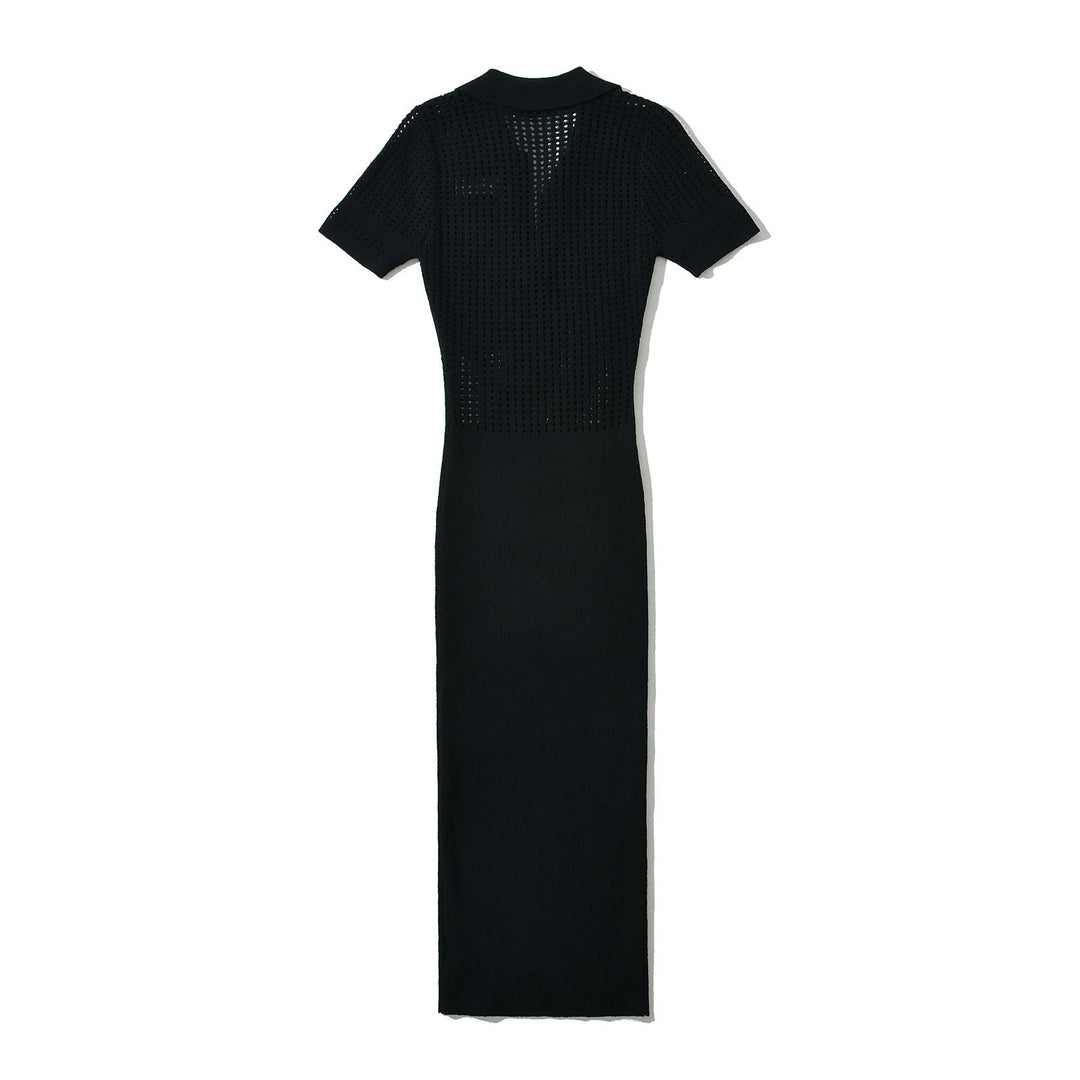 Femme Polo-Style Strik-Maxikjole med åndbart design Stilla