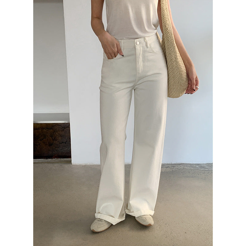 Dame bred jeans med høj talje og elegant silhuet Stilla
