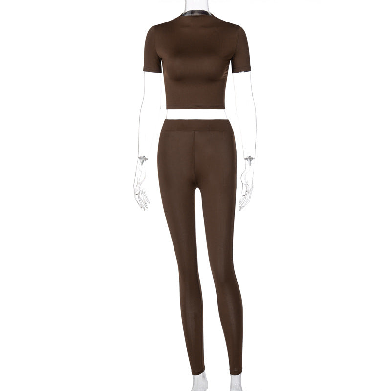 Dame sæt bestående af figursyet crop-top og sporty leggings Stilla