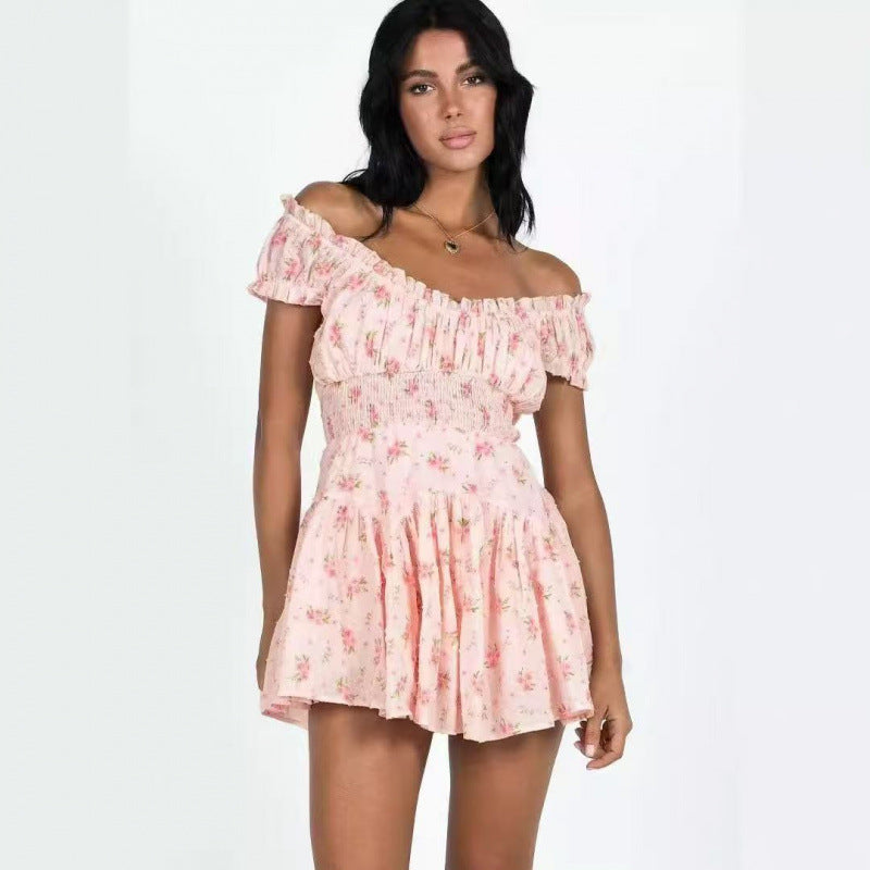 Dame Off-Shoulder Blomster Minikjole Stilla