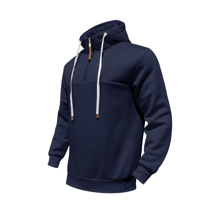 Herre Hoodie med halv lynlås og behagelig pasform Stilla