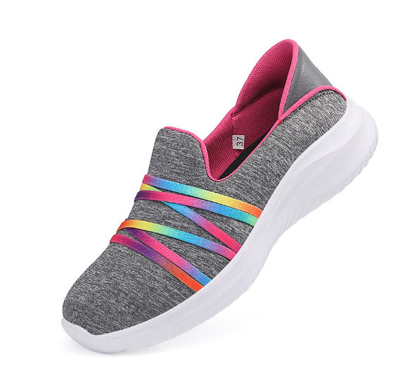 Dame nan elegant slip-on sneakers med elastiske dekorbånd, åndbar strikkonstruktion og dæmpet komfortsål Skovae